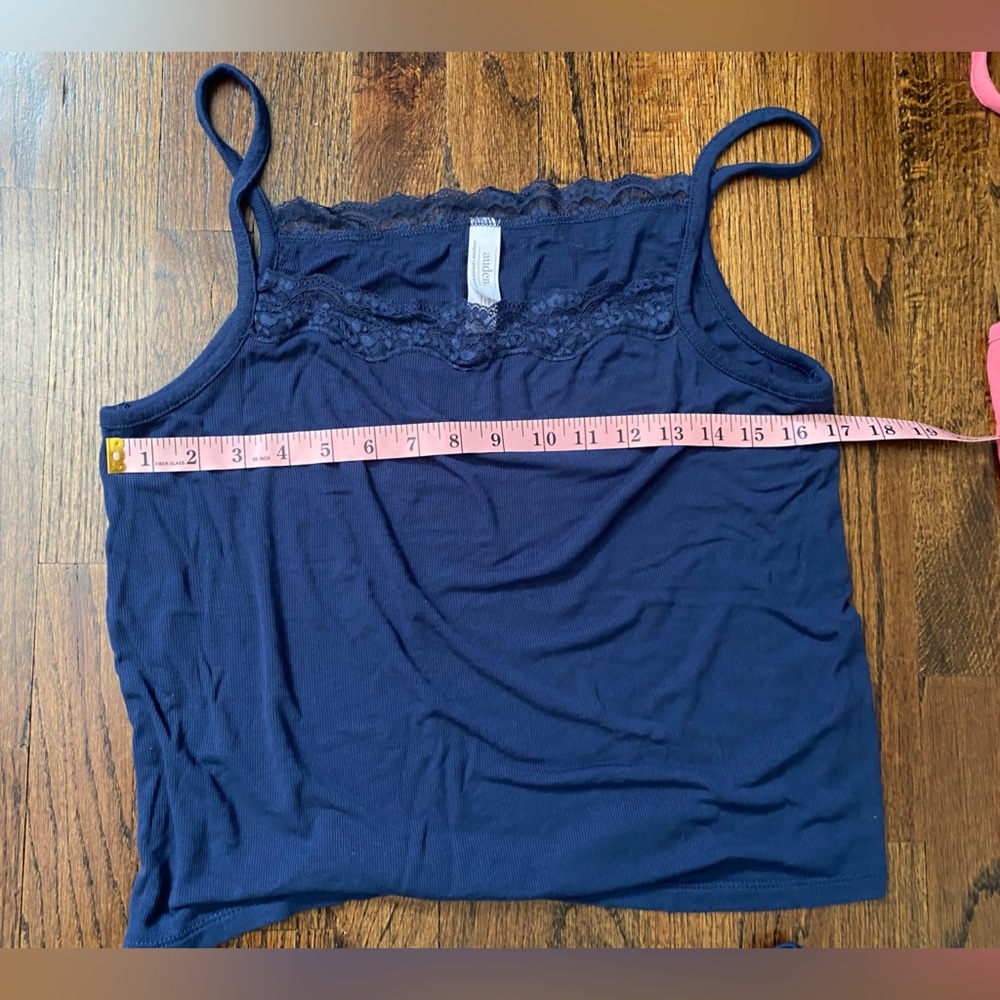Set of 2 Women's Lace-Trim Cami & Short Sleep Set (M)- Navy &Coral (4pcs total) - Picture 3 of 15